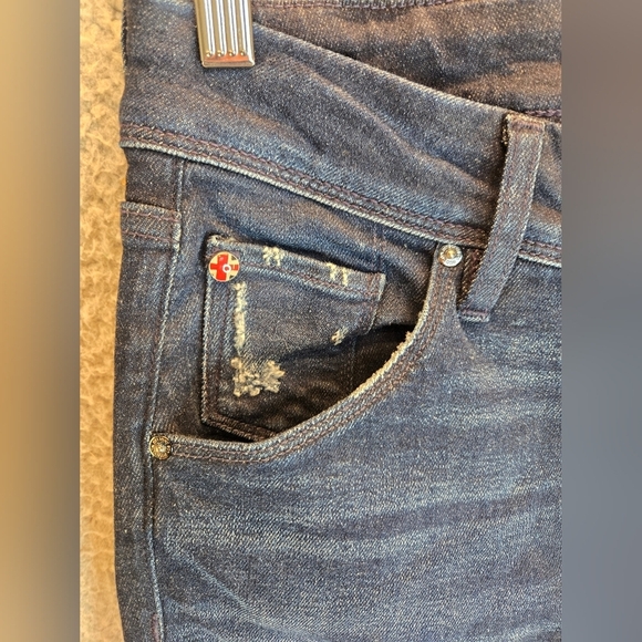 Hudson Womens Collin Midrise Skinny Distressed Blue Denim Jeans Sz 26x29 - Picture 5 of 13